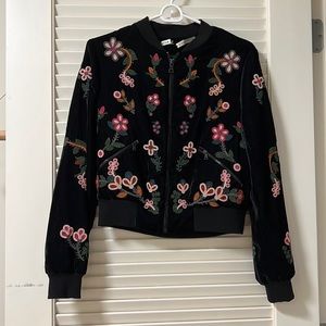Alice Olivia heavily beaded velvet bomber jacket
